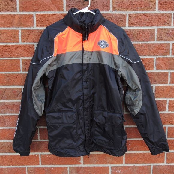 Harley Davidson High Tail Colorblock Hi-Vis Rain Jacket Men's Medium 98337-15VM - Picture 2 of 12